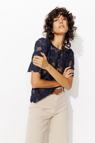 Blouse en guipure brodée Marine 38 - Promod - Modalova