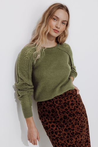 Pull maille dentelle Vert olive XS - Promod - Modalova