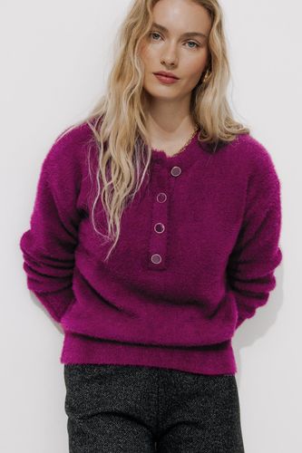 Pull fluffy col rond Violet S - Promod - Modalova