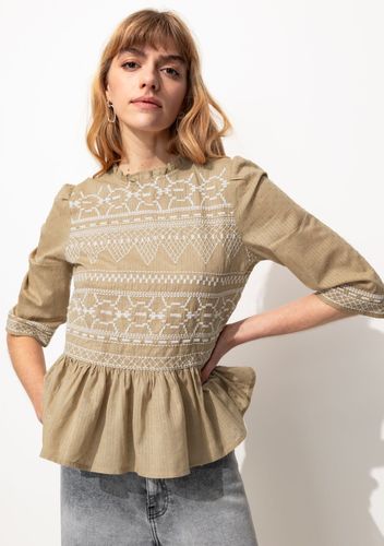 Blouse plumetis brodée Caramel - Promod - Modalova