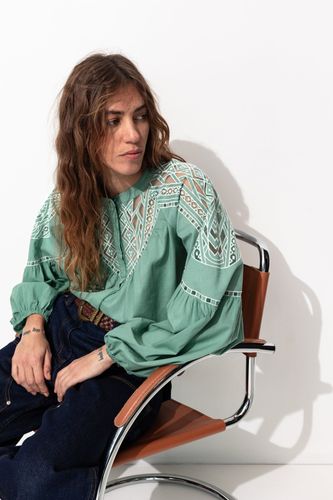 Promod Blouse brodée Femme Vert - Promod - Modalova