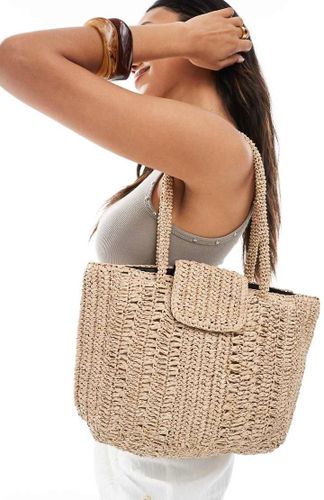 Sac portÃ© Ã©paule en raphia naturel avec partie supÃ©rieure rabattue-Neutre Neutre One Size female - Native youth - Modalova