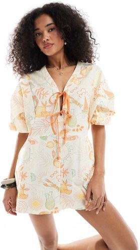 Combishort Ã  imprimÃ© estival et dÃ©tail nouÃ© - Multicolore Multicolore XS female - Native youth - Modalova