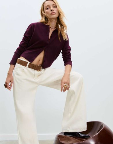 Gilet boutonnÃ© en maille douce - Aubergine-Violet Violet S female - Stradivarius - Modalova