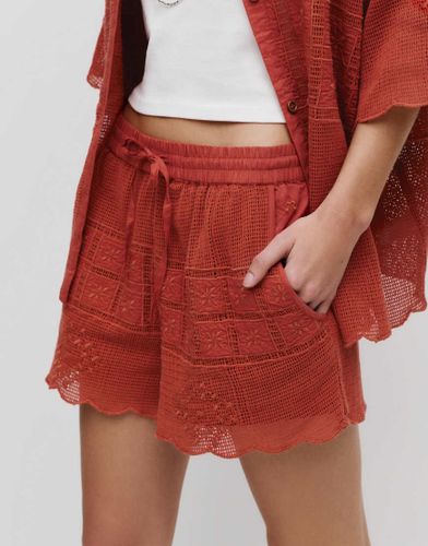 Pull & Bear - Short en maille brodÃ©e - Rouge Rouge M female - Pull&bear - Modalova