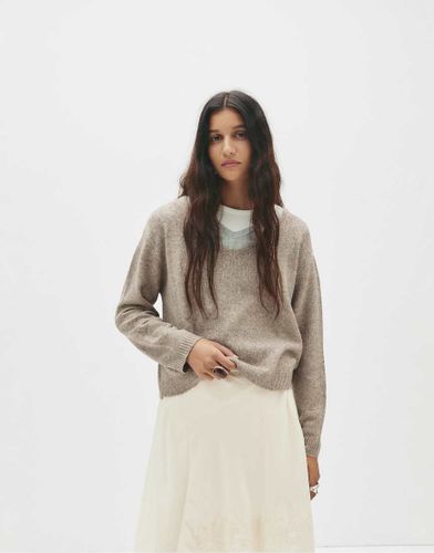 Pull & Bear - Sweat oversize en maille fine - Marron chinÃ©-Brown Brown XS female - Pull&bear - Modalova