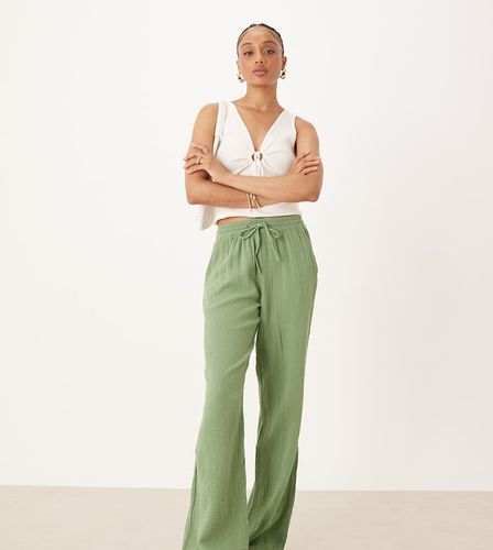 Pantalon large en Ã©tamine - Vert Vert XXXL L36 female - Jdy Tall - Modalova