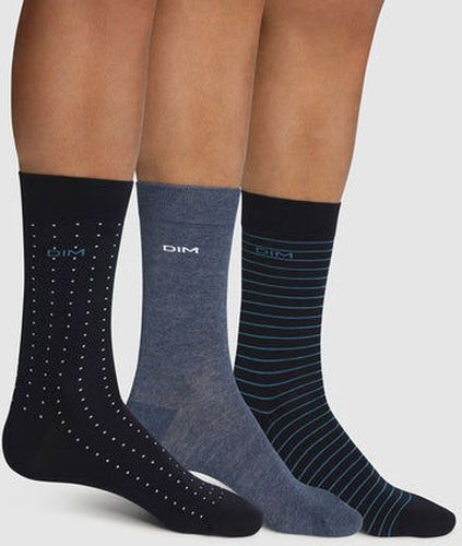 Lot de 3 paires de chaussettes coton rayé pois Bleu Coton Style Bleu 43/46 - Dim - Modalova