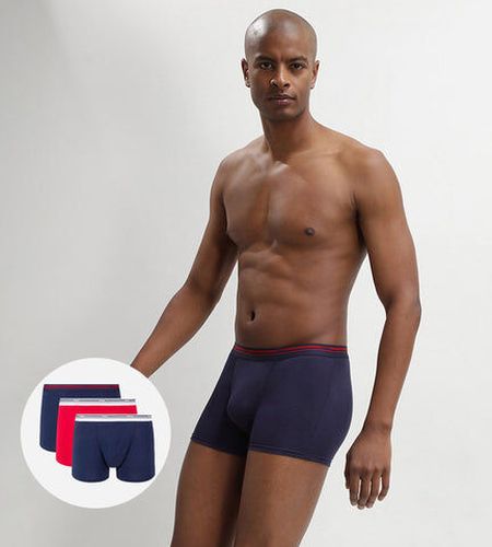 Lot de 3 boxers coton stretch Bleu Denim et Rouge Lave Daily Colors Bleu 4 - Dim - Modalova
