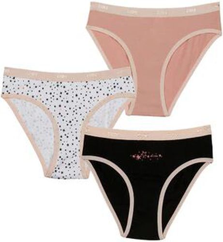 Lot de 3 slips fille coton stretch motif étoiles Noir Les Pockets - Féminin - Taille 16 16 - Dim - Modalova