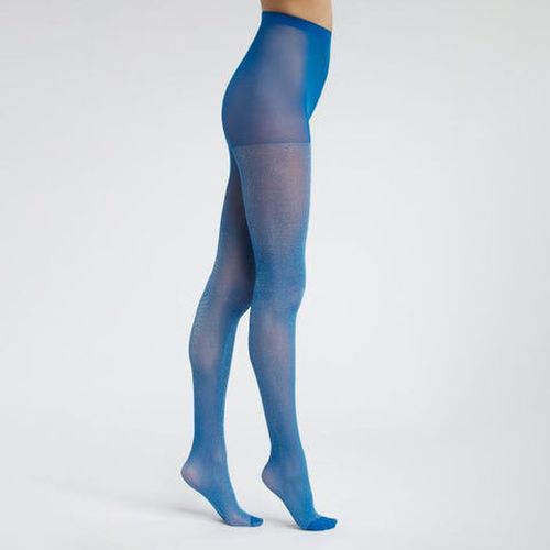 Collant semi-opaque en voile lurex brillant Bleu Vif Style - Féminin - Taille 3/4 Bleu 3/4 - Dim - Modalova