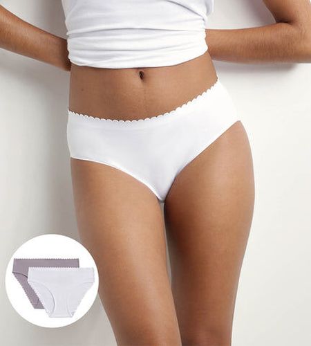 Lot de 2 slips en coton stretch Blanc et Gris Body Touch Easy Blanc 44/46 - Dim - Modalova