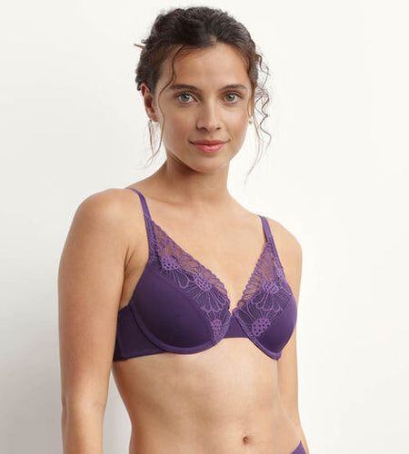 Soutien-gorge corbeille microfibre dentelle Violet Fais-Moi Une Fleur Violet 90B - Dim - Modalova
