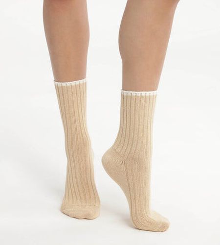 Chaussettes en maille côtelée unie Beige Vanille Bambou Beige TU - Dim - Modalova