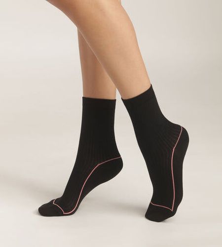 Chaussettes en coton côtelé Noir avec liseré coloré Mode Noir 35/38 - Dim - Modalova