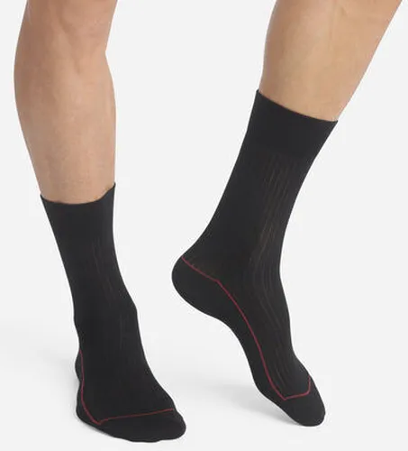 Chaussettes en coton côtelé Noir à liseré coloré Mode Noir 43/46 - Dim - Modalova
