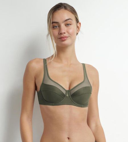 Soutien-gorge emboîtant en microfibre et tulle Vert Generous Vert 105B - Dim - Modalova