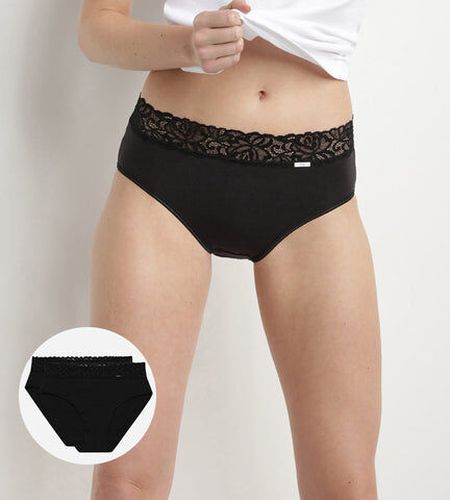 Lot de 2 slips noirs Coton Plus Féminine taille haute Noir 44/46 - Dim - Modalova