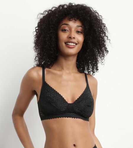 Soutien-gorge triangle sans armature motif floral Noir Daily Dentelle NOIR 90D - Dim - Modalova