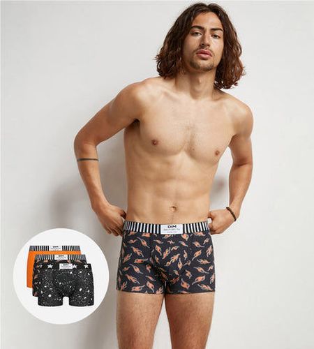 Lot de 3 boxers coton stretch motifs marbre et flammes Vibes Noir 4 - Dim - Modalova