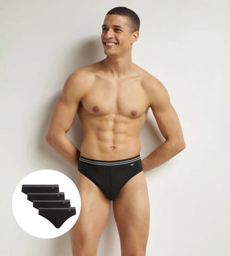 Lot de 4 slips en coton stretch Noir Eco Noir 7 - Dim - Modalova