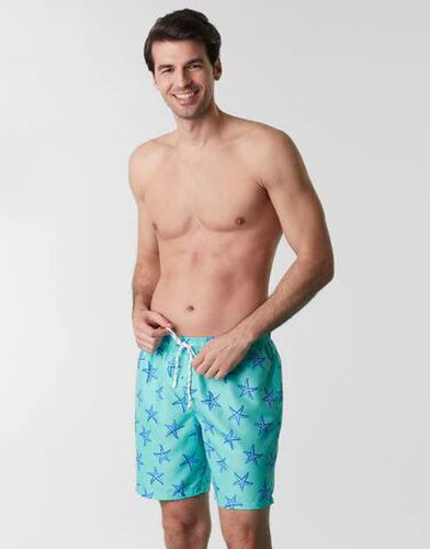 Bermuda de bain en toile filet de pêche, imprimé sur vert d eau - Masculin - Taille 2 Vert 2 - Dim - Modalova