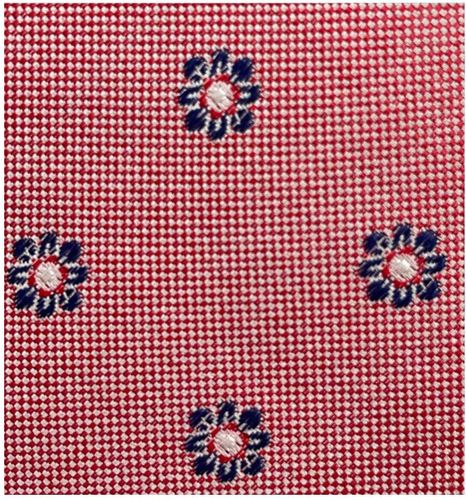 Cravate jacquard en 100% soie - Imprimé Fleur - Rouge et bleu - 150x7 cm - Draeger - Modalova