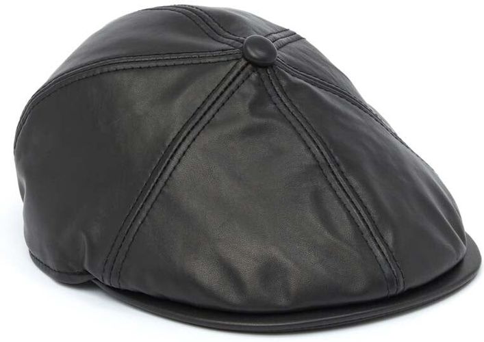 Casquette plate en cuir lisse - Noir - Draeger - Modalova