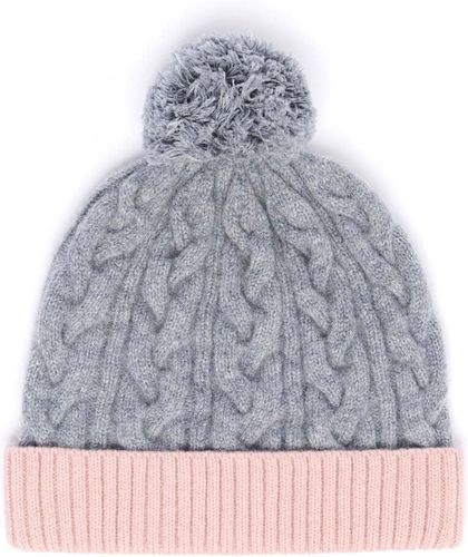 Bonnet Bicolore Avec Pompon - Gris et Nude - Draeger - Modalova