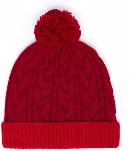 Bonnet Bicolore Avec Pompon - Bordeaux et Rouge - Draeger - Modalova