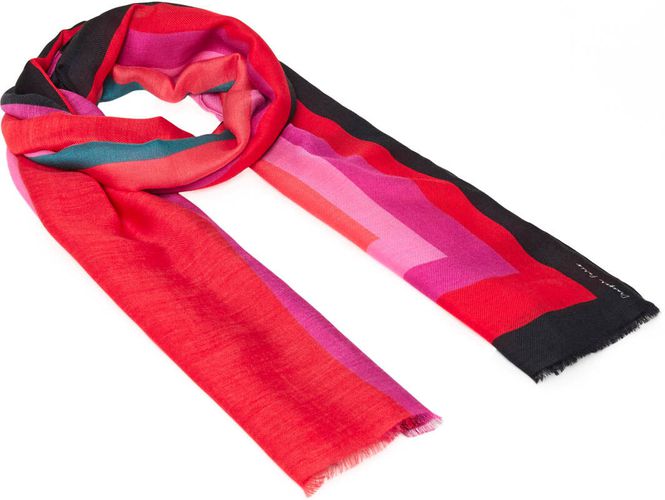 Foulard à Motifs Graphiques Imprimés - Rouge et Rose - Signature - Draeger - Modalova