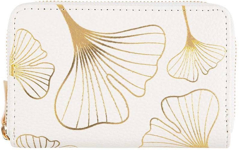 Portefeuille - feuilles ginkgo dorées - blanc - Draeger - Modalova