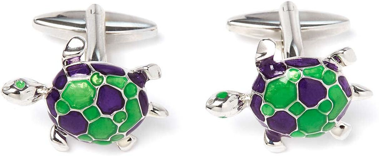 Boutons de manchettes - Tortue de mer - Vert et Violet - Draeger - Modalova