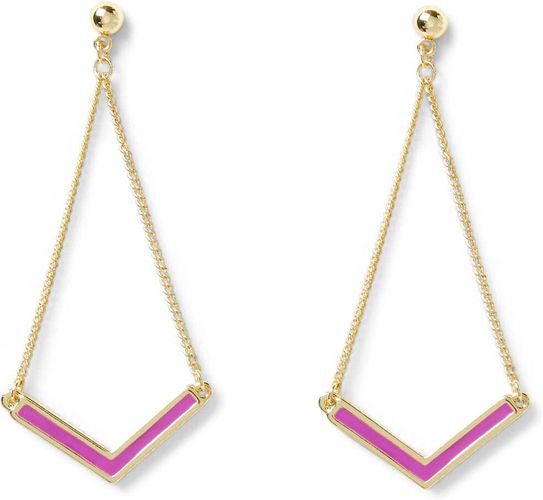 Boucles d'oreilles V émail fuchsia - Draeger - Modalova