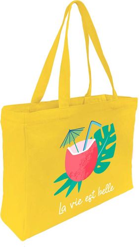 Tote bag coton imprimé noix de coco - Draeger - Modalova