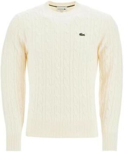 Pull Pull col rond en laine cardee torsadee Beige - Lacoste - Modalova