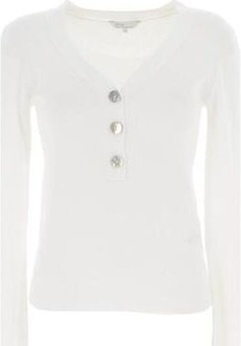 Pull Contrast-button v-neck rib Blanc - Salsa - Modalova