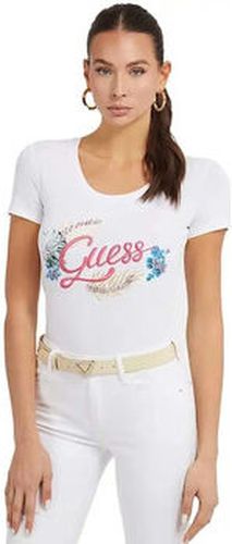 T-shirt broderie logo frontale Blanc - Guess - Modalova