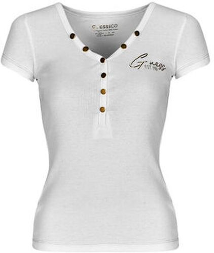 T-shirt Guess HENLEY OLYMPIA Blanc - Guess - Modalova