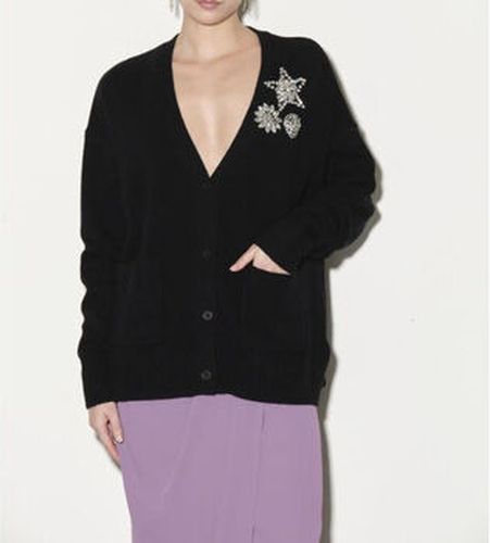 Gilet CARDIGAN DI LANA RICAMATO Art. RI1KT023 Blanc - Kaos Collezioni - Modalova