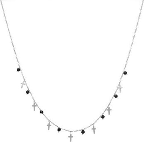 Collier Collier Argent Rhodié Croix Et Pierres Naturelles Spinelle Argenté - Orusbijoux - Modalova