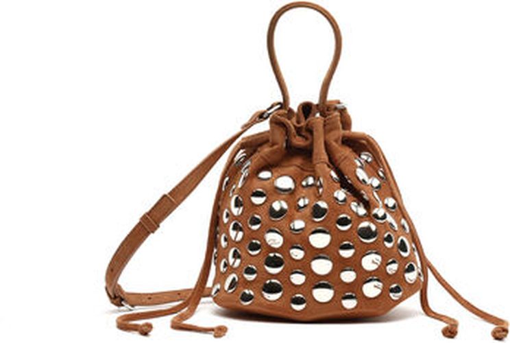 Sac Bandouliere Tudi sac bucket à effet daim avec clous Beige - Misako - Modalova