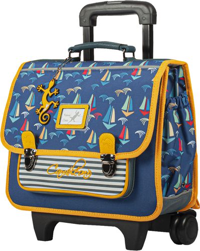 Cartable à roulettes 35cm Retro Bleu Multi - Cameleon - Modalova