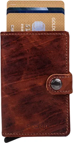 Porte-cartes en aluminium et cuir Miniwallet - 6 cartes (Couleur: Marron) Marron - SECRID - Modalova