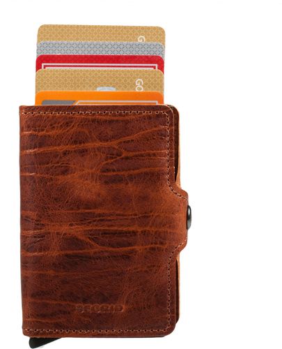 Porte-carte aluminium et cuir Twinwallet - 12 cartes Marron - SECRID - Modalova