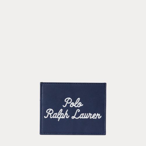 Porte-cartes brodé en cuir - Polo Ralph Lauren - Modalova