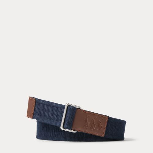 Ceinture à triple poney coton et cuir - Polo Ralph Lauren - Modalova