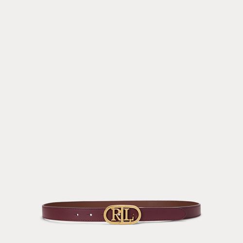 Ceinture fine réversible logo ovale cuir - Lauren - Modalova