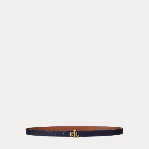 Ceinture fine réversible à logo en cuir - Lauren - Modalova