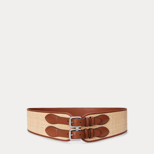 Ceinture large deux boucles raphia cuir - Lauren - Modalova